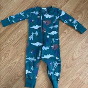 Hanna Andersson Teal Dinosaur Print Footie